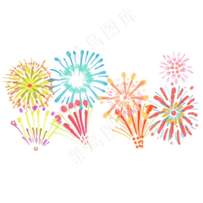 五颜六色的烟花,免抠元素(2000*2000px 300 dpi )psd模版下载
