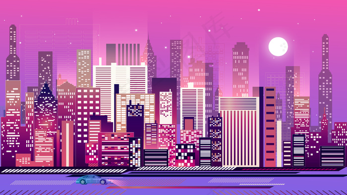 生活城市街道插画