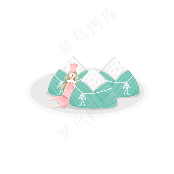 坐在粽子旁边的女孩(2000X2000(DPI:300))psd模版下载