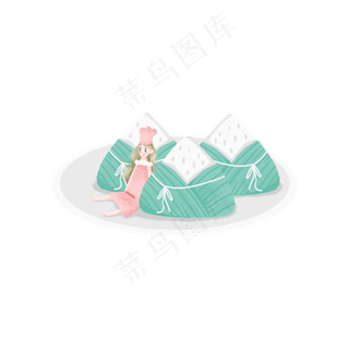 坐在粽子旁边的女孩