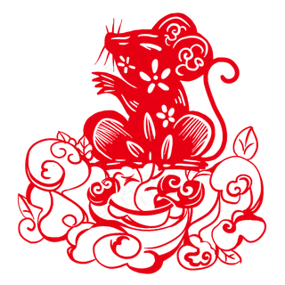 窗花鼠年新年免抠素材