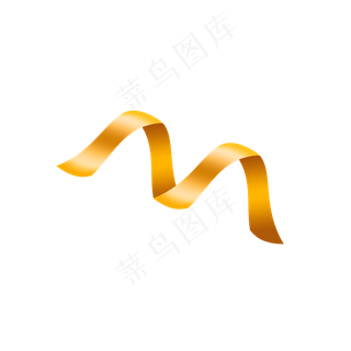 金色丝带手绘通用词,免抠元素