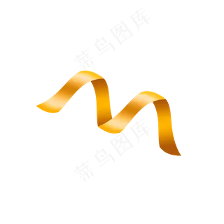 金色丝带手绘通用词,免抠元素