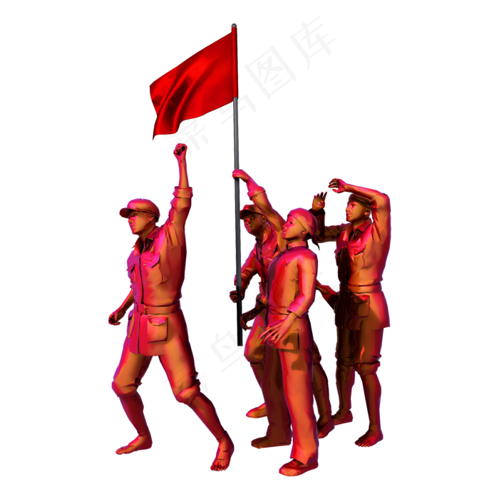 蒸汽波风格红军人物png图(2000X2000(DPI:300))psd模版下载