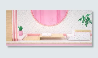 C4D玫瑰金北欧简约大理石化妆品展台