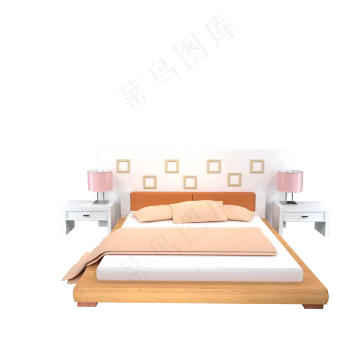 3D卧室家装双人床(2000*2000px)