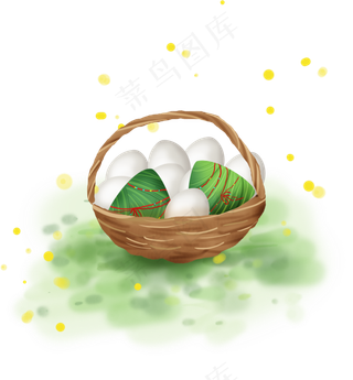 端午节一篮子鸭蛋和粽子