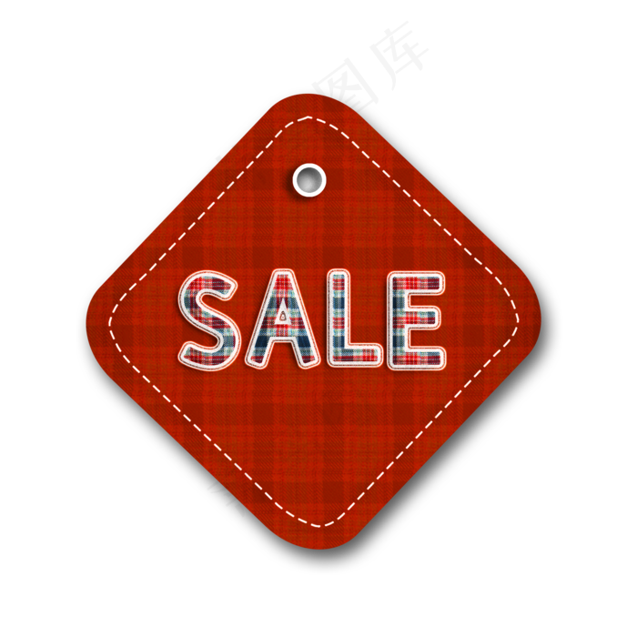 圣诞节红色格子促销吊牌