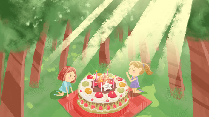 夏天肌理生日森林许愿(2880X1620(DPI:300))psd模版下载