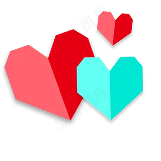 520立体折纸心,免抠元素