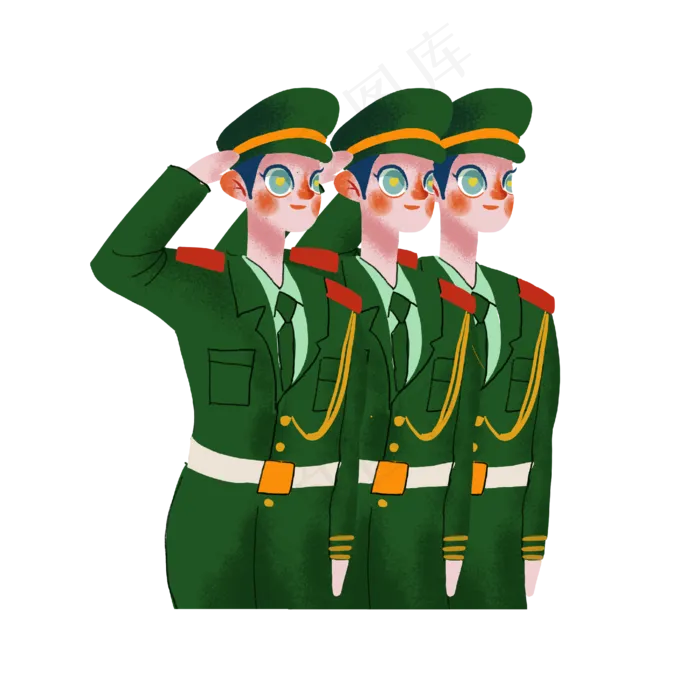 八一建军节手绘军人(2048X2048(DPI:132))psd模版下载