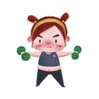 运动减肥健身举哑铃女孩,免抠元素