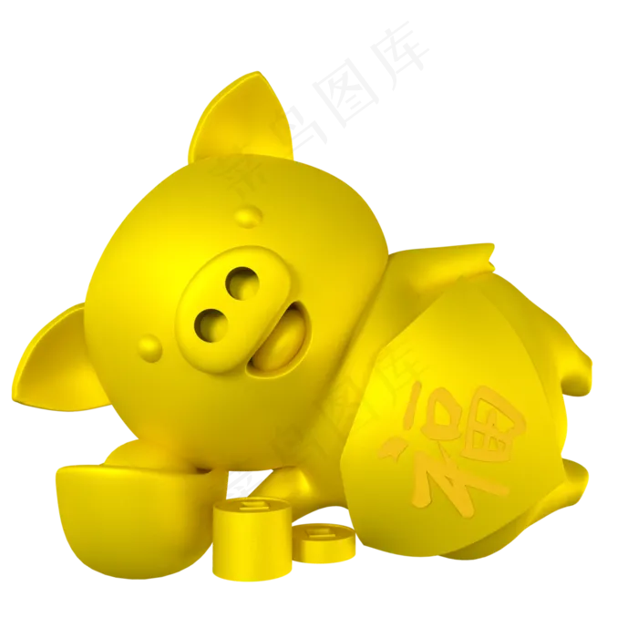 c4d立体金猪免费下载,免抠元素