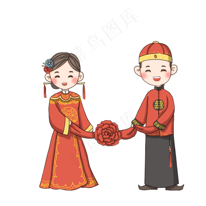 中式婚礼新人PNG(2000X2000(DPI:300))psd模版下载