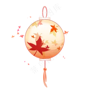 灯笼装饰图案粉色枫叶灯笼