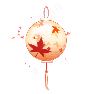 灯笼装饰图案粉色枫叶灯笼