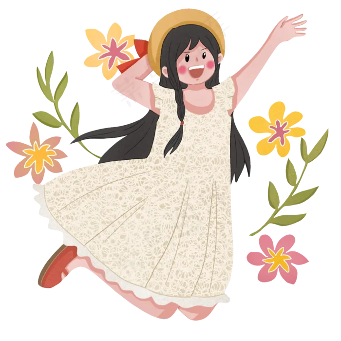 五四青年节跳跃挥手的女生(2000X2000(DPI:300))psd模版下载