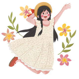 五四青年节跳跃挥手的女生