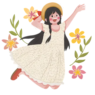 五四青年节跳跃挥手的女生