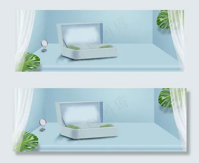 蓝色清新室内礼盒banner