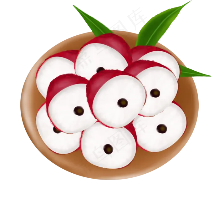 果水果果子荔枝半剥一盘(2000X2000(DPI:300))psd模版下载