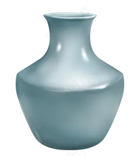 手绘蓝灰色花瓶插画,免抠元素