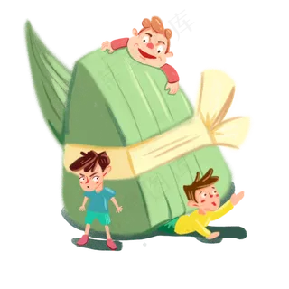 端午节粽子游戏夏天卡通手绘人物