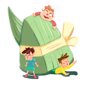 端午节粽子游戏夏天卡通手绘人物