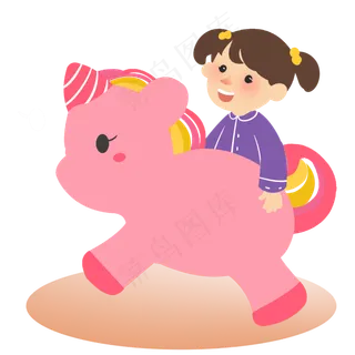 儿童节玩玩具骑马女孩素材