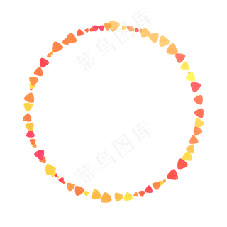 黄色三角蜡笔笔触环形边框