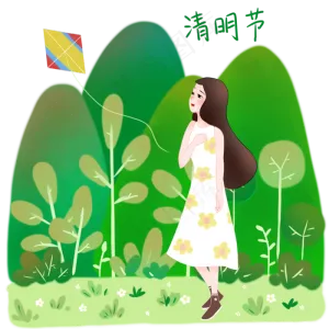 清明节放风筝女孩