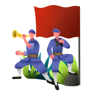 建党节吹号角军人,免抠元素