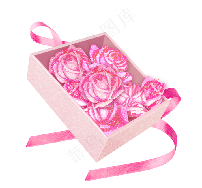 粉色玫瑰花礼品盒素材