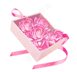 粉色玫瑰花礼品盒素材