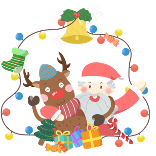 圣诞节花环彩灯装饰免抠PNG素材