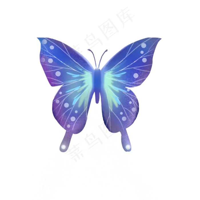 梦幻动物蓝色蝴蝶,免抠元素(2000*2000px 300 dpi )psd模版下载