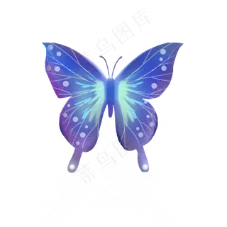 梦幻动物蓝色蝴蝶,免抠元素