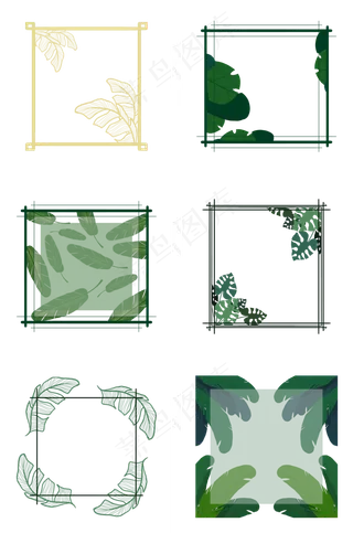 创意植物边框,免抠元素