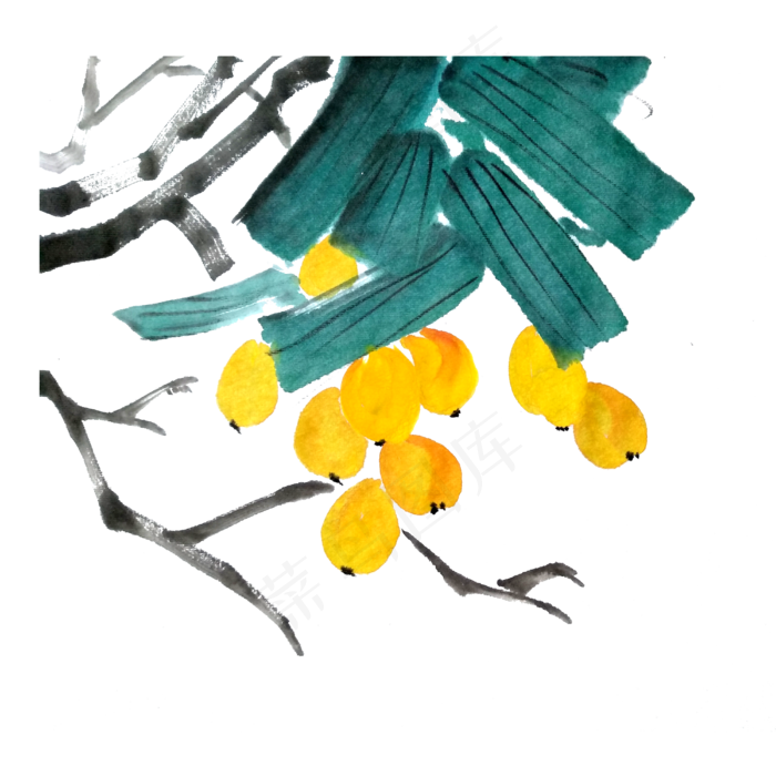 国画黄金枇杷水果甜美夏日PNG
