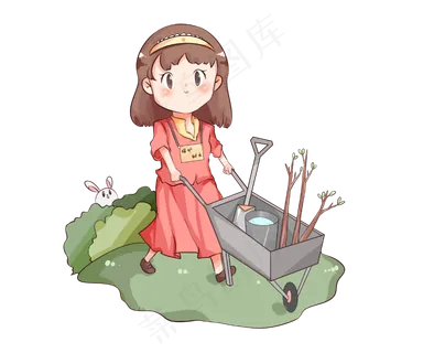 准备植树的小女孩
