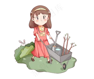 准备植树的小女孩