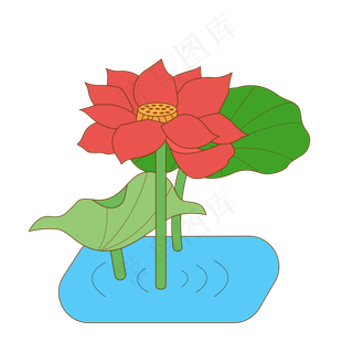 创意手绘风荷花手绘可商用元素