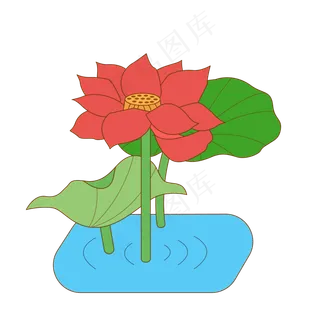 创意手绘风荷花手绘可商用元素