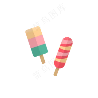 夏季扁平手绘雪糕矢量,免抠元素