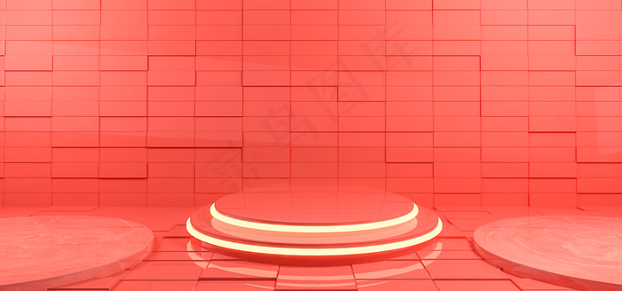 C4D珊瑚橙电商促销背景背景图片素材