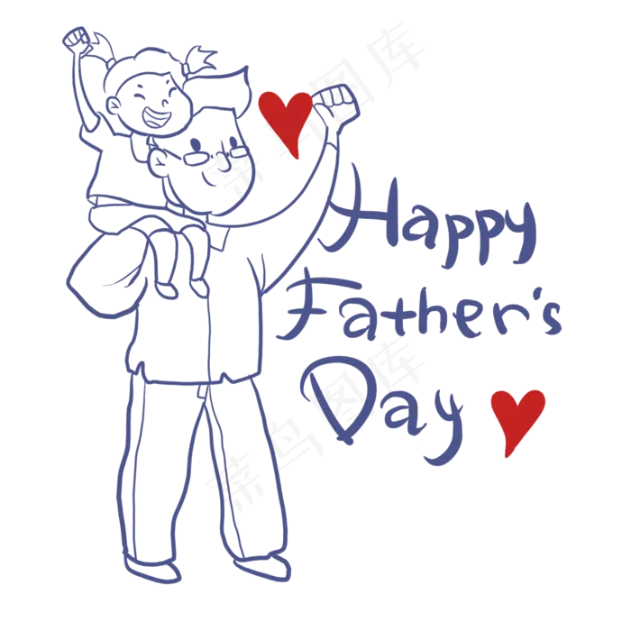 卡通父亲节线描(2000X2000(DPI:300))psd模版下载