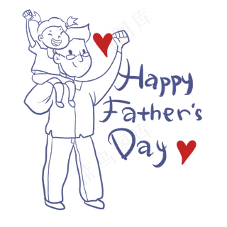 卡通父亲节线描