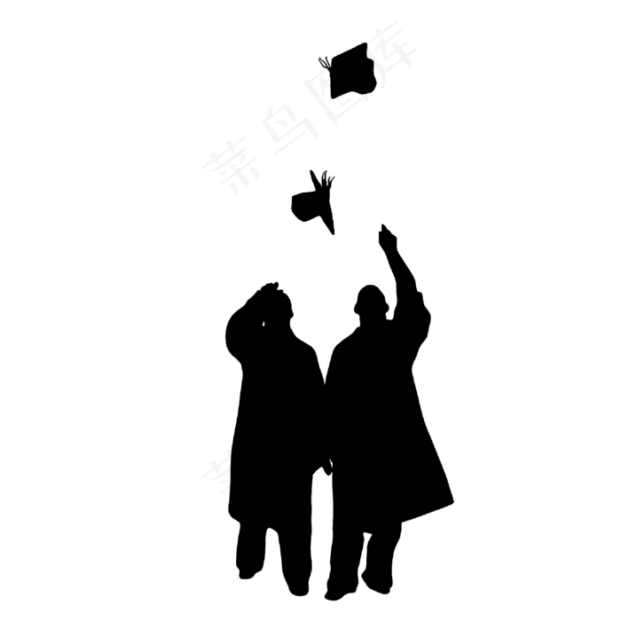 毕业季两人扔帽子剪影(2000X2000(DPI:300))psd模版下载