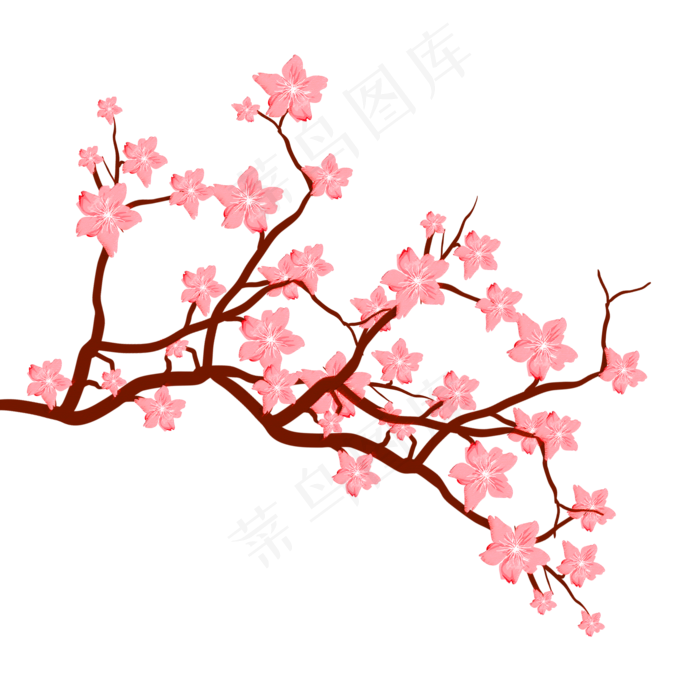 手绘桃花国外色小清新,免抠元素(1024*1369px 72 dpi )psd模版下载