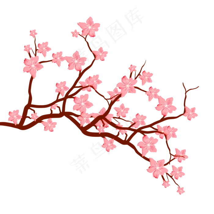 手绘桃花国外色小清新,免抠元素(1024*1369px 72 dpi )psd模版下载